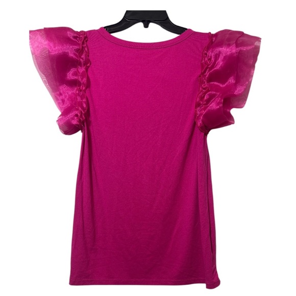 BiBi Pink Ruffled Puff Sleeve Blouse - Picture 2 of 5